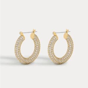 Luv AJ PAVE BABY AMALFI HOOPS in GOLD with cubic zirconia stones